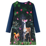 VidaXL Kinderjurk met lange mouwen 104 marineblauw