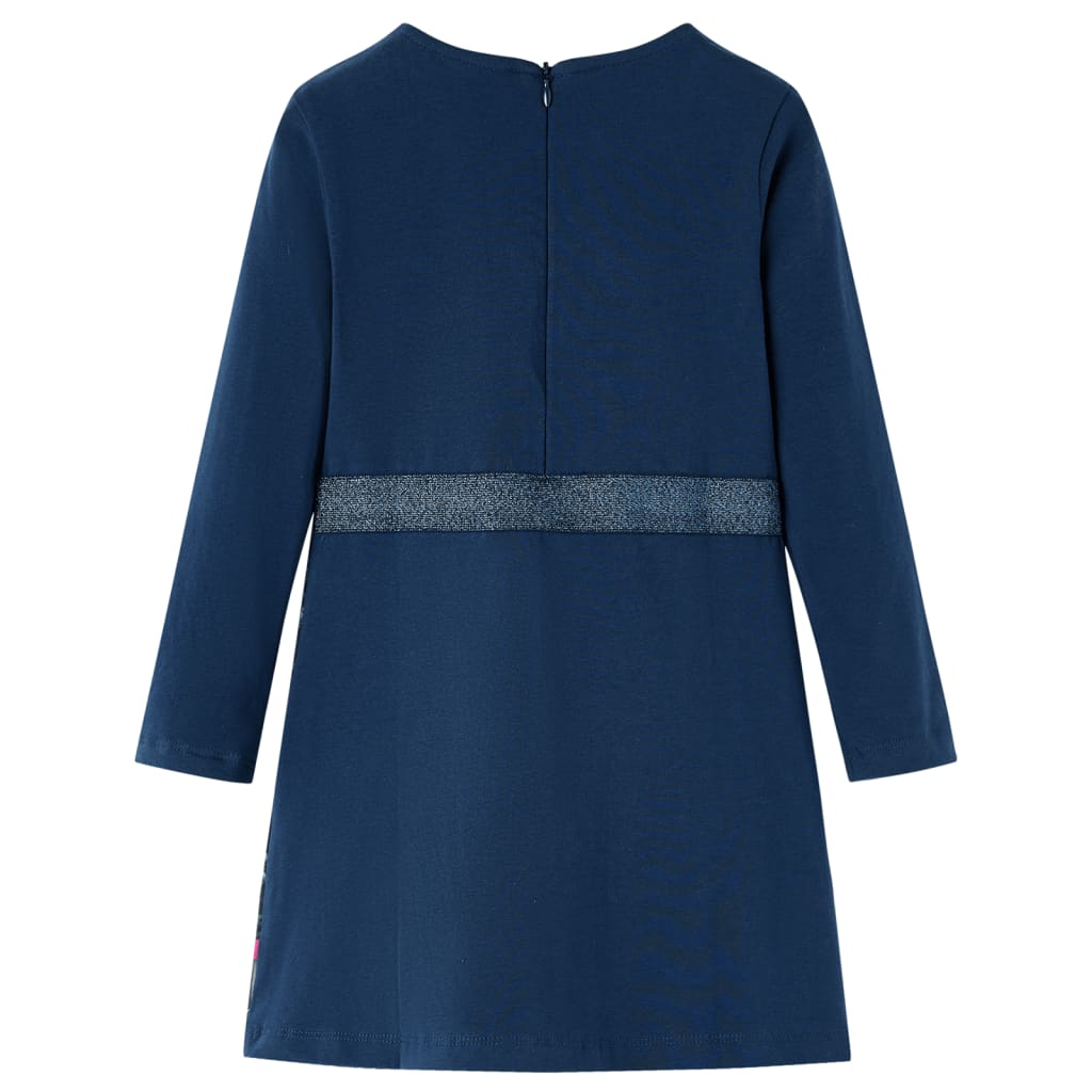 VidaXL Kinderjurk met lange mouwen 128 marineblauw