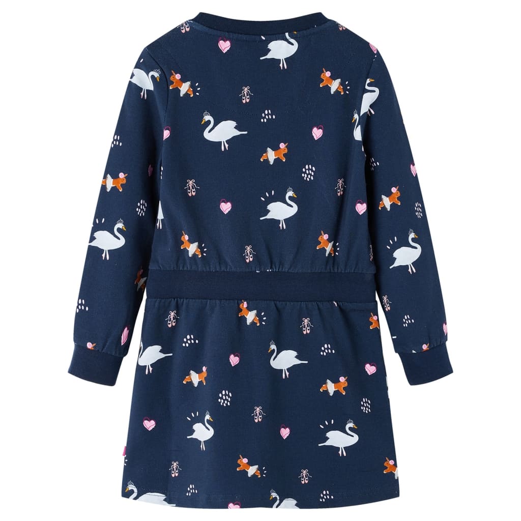 VidaXL Kinderjurk met lange mouwen 104 marineblauw