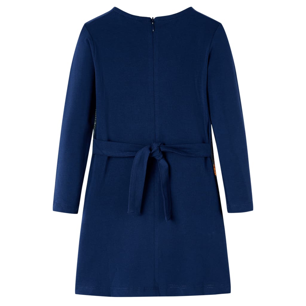 VidaXL Kinderjurk met lange mouwen 116 marineblauw