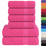 Vidaxl 6-delige handdoekenset 360 g m² 100% katoen roze
