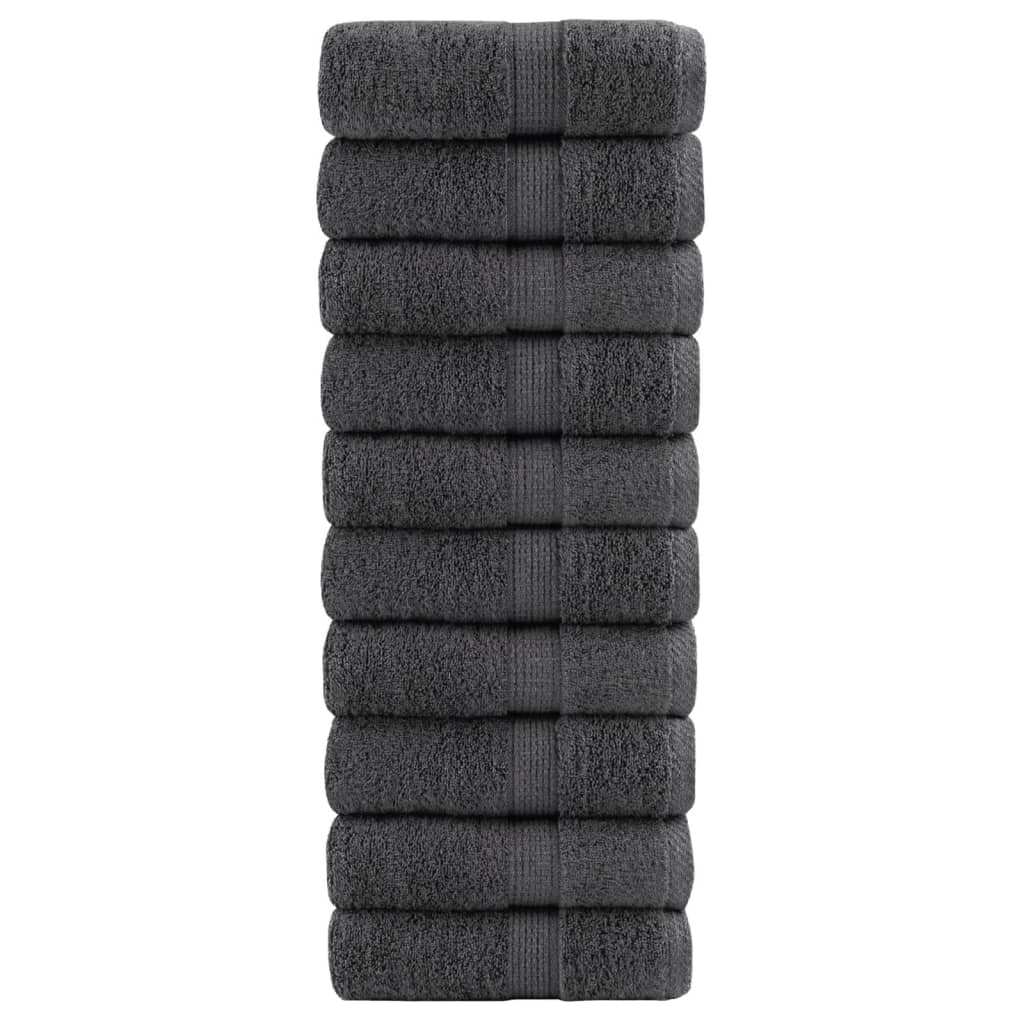 Vidaxl premium washandjes solund 10 stuks antraciet 30x30 cm 600 g m²