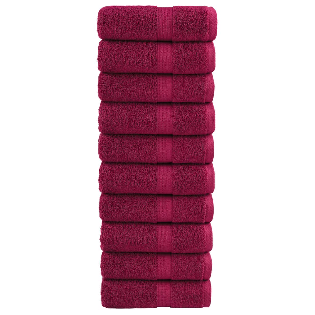 Vidaxl premium washandjes solund 10 stuks bordeaux 30x30 cm 600 g m²