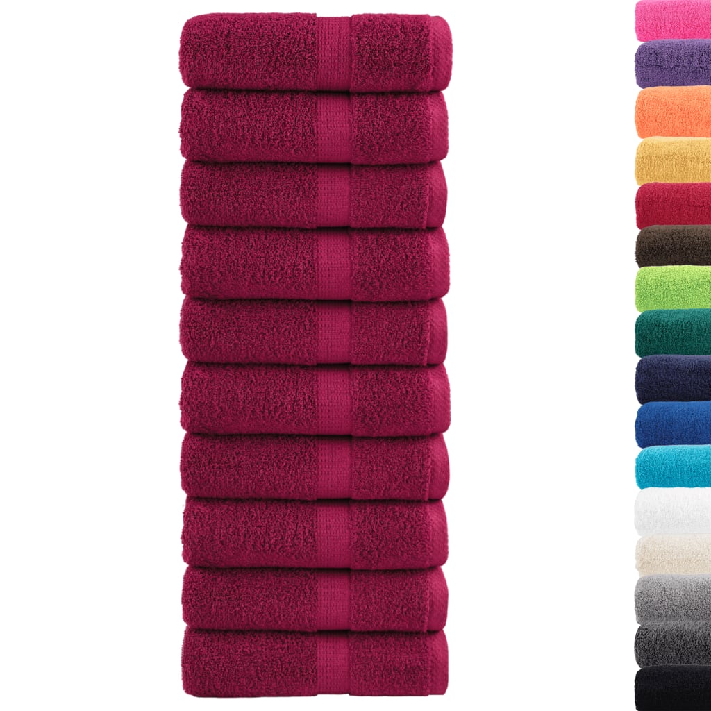 Vidaxl premium washandjes solund 10 stuks bordeaux 30x30 cm 600 g m²