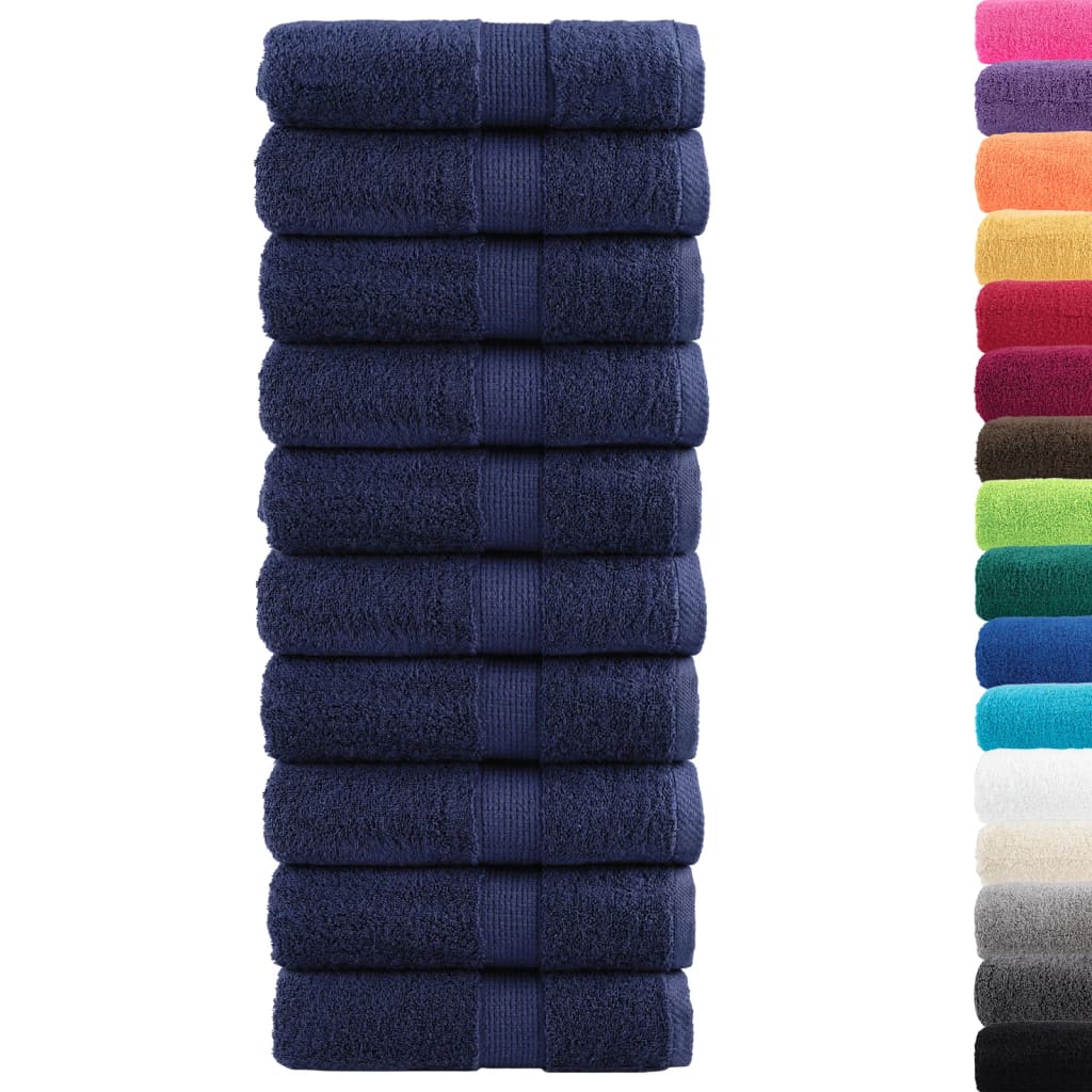 Vidaxl premium washandjes solund 10 stuks marineblauw 30x30 cm 600 g m²