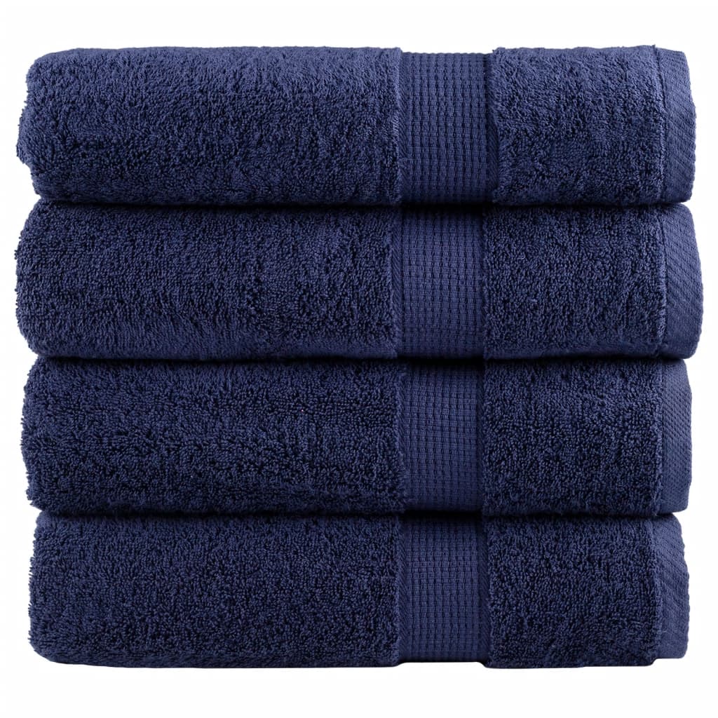 Vidaxl badhanddoeken solund 4 st 600 g m² 70x140 cm marineblauw