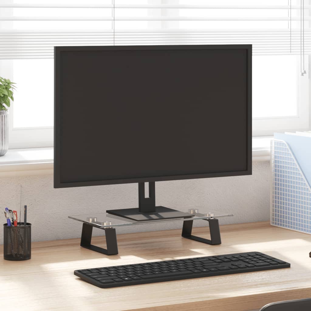 Vidaxl monitorstandaard 40x20x8 cm gehard glas en metaal zwart