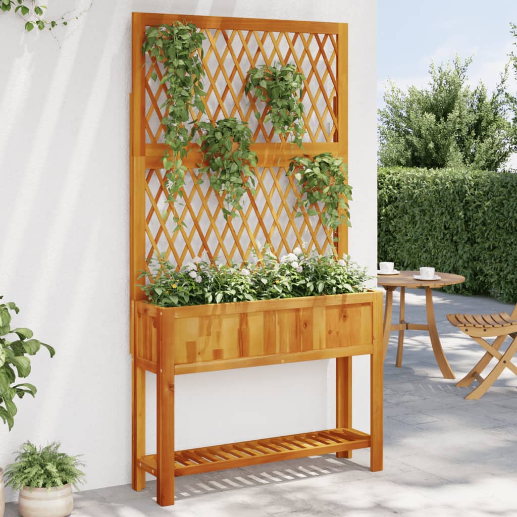 Vidaxl plantenbak met latwerk en schaap 100x32x185 cm acaciahout