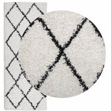 Vidaxl vloerkleed pamplona shaggy hoogpolig 80x200 cm crème en zwart