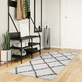 Vidaxl vloerkleed pamplona shaggy hoogpolig 80x200 cm crème en zwart