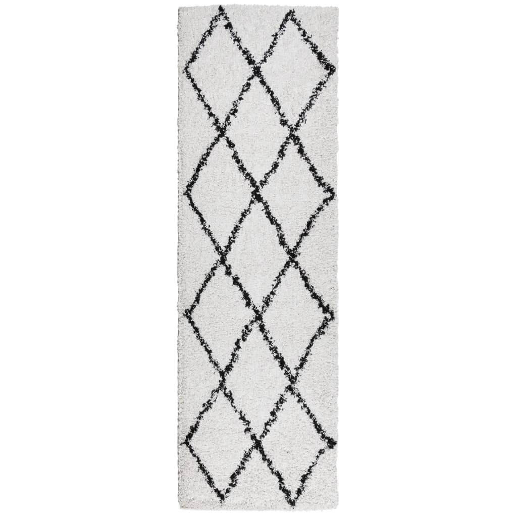 Vidaxl vloerkleed pamplona shaggy hoogpolig 80x250 cm crème en zwart