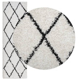 Vidaxl vloerkleed pamplona shaggy hoogpolig 80x250 cm crème en zwart
