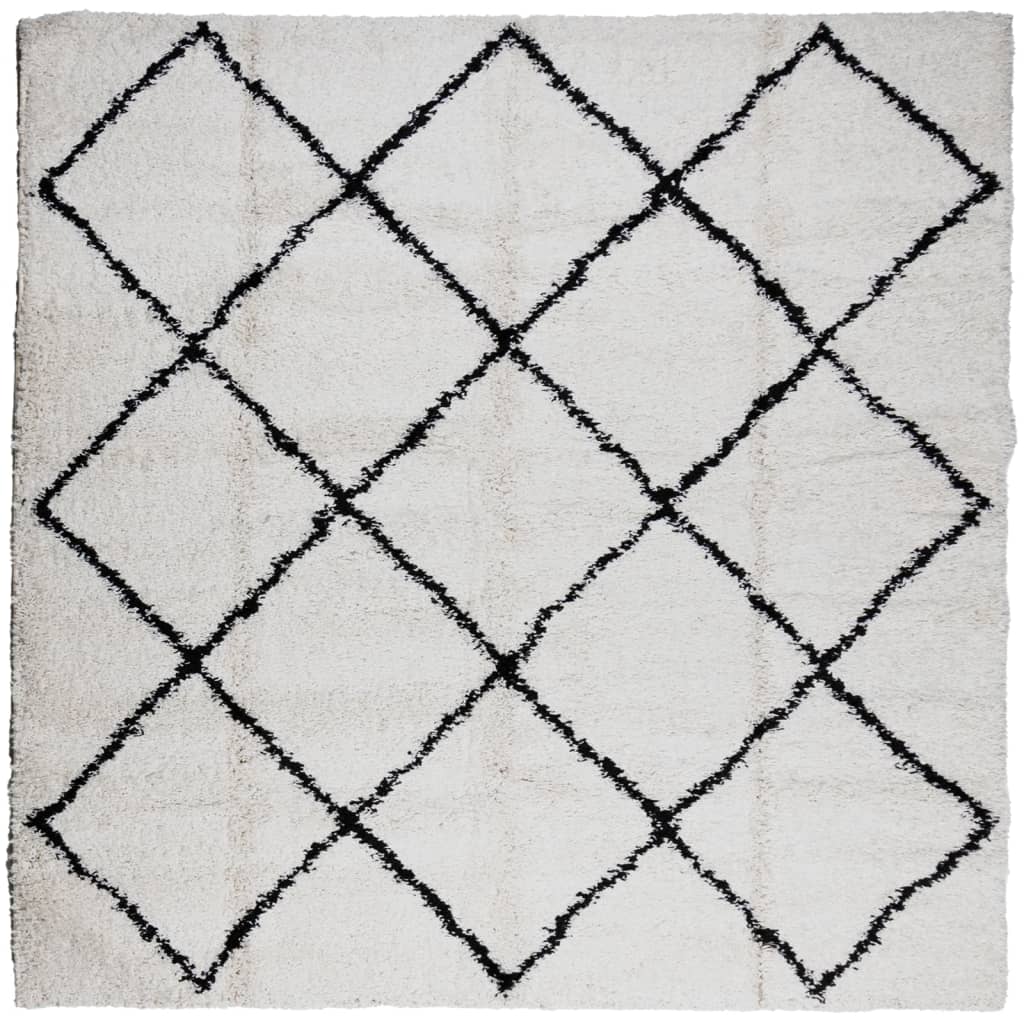 Vidaxl vloerkleed pamplona shaggy hoogpolig 160x160 cm crème en zwart