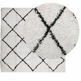 Vidaxl vloerkleed pamplona shaggy hoogpolig 160x160 cm crème en zwart