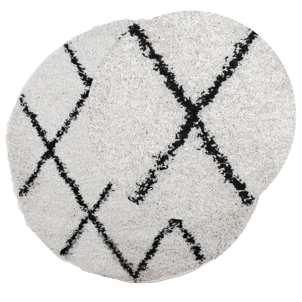 Vidaxl vloerkleed pamplona shaggy hoogpolig ø 100 cm crème en zwart