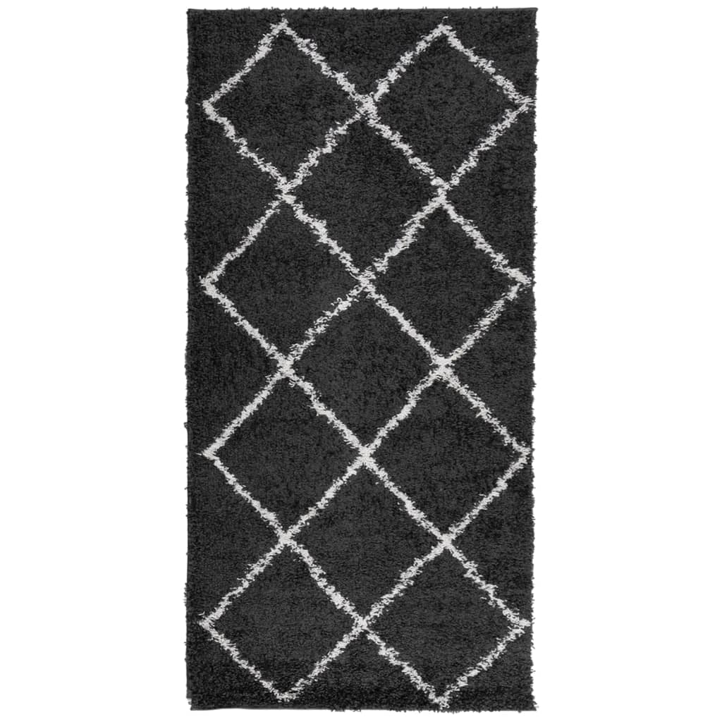 Vidaxl vloerkleed pamplona shaggy hoogpolig 100x200 cm zwart en crème