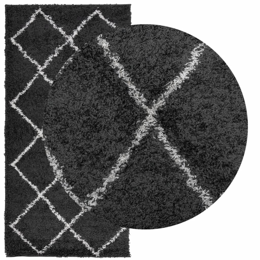 Vidaxl vloerkleed pamplona shaggy hoogpolig 100x200 cm zwart en crème