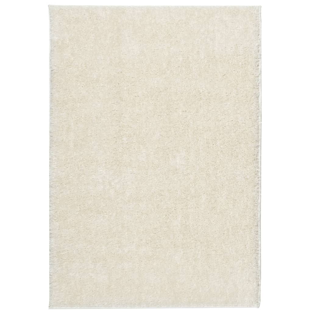Vidaxl vloerkleed istan hoogpolig glanzend 120x170 cm crèmekleurig