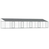 VidaXL Hondenhok met dak en deuren 10x2x2 m gegalvaniseerd staal grijs