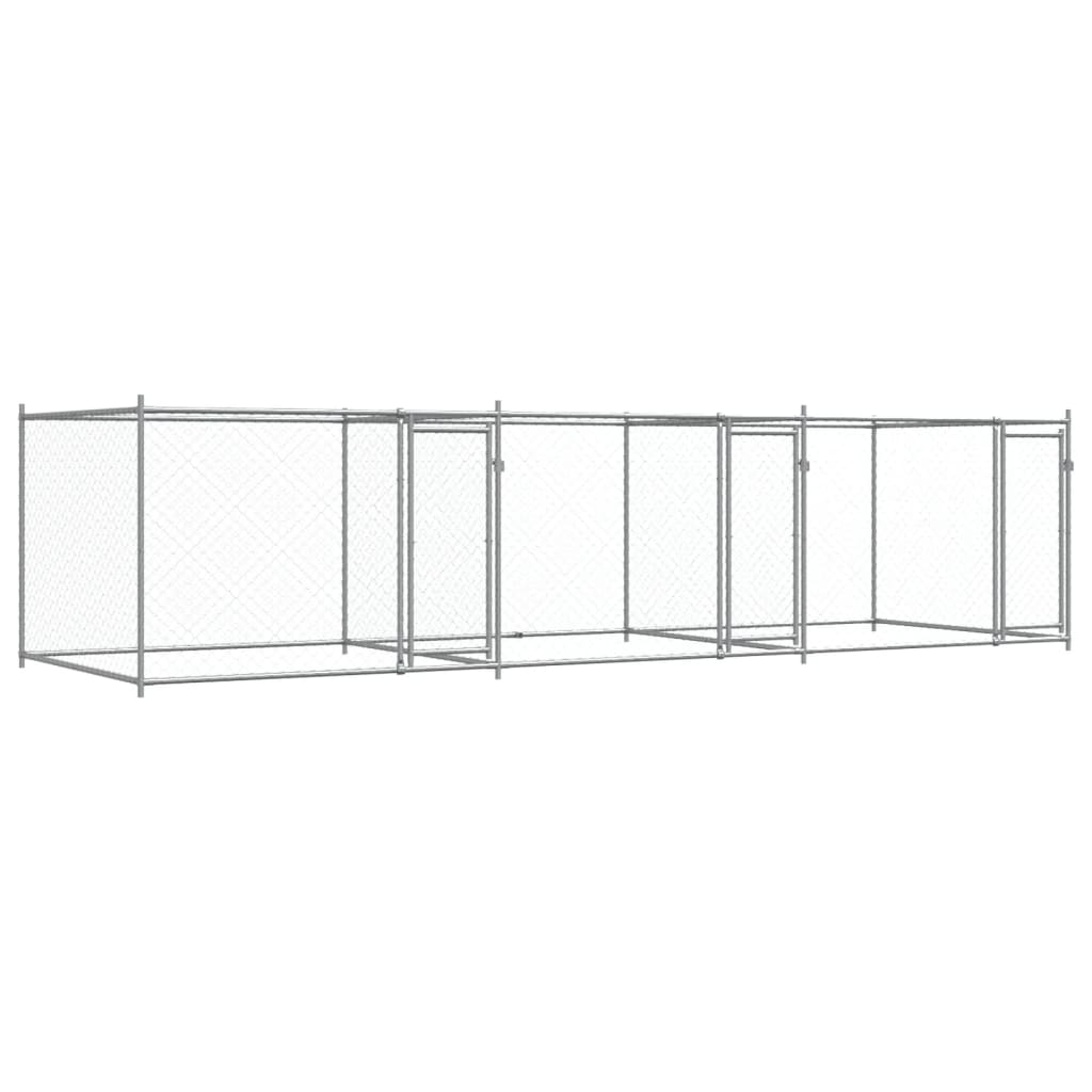 VidaXL Hondenhok met deuren 6x2x1,5 m gegalvaniseerd staal grijs