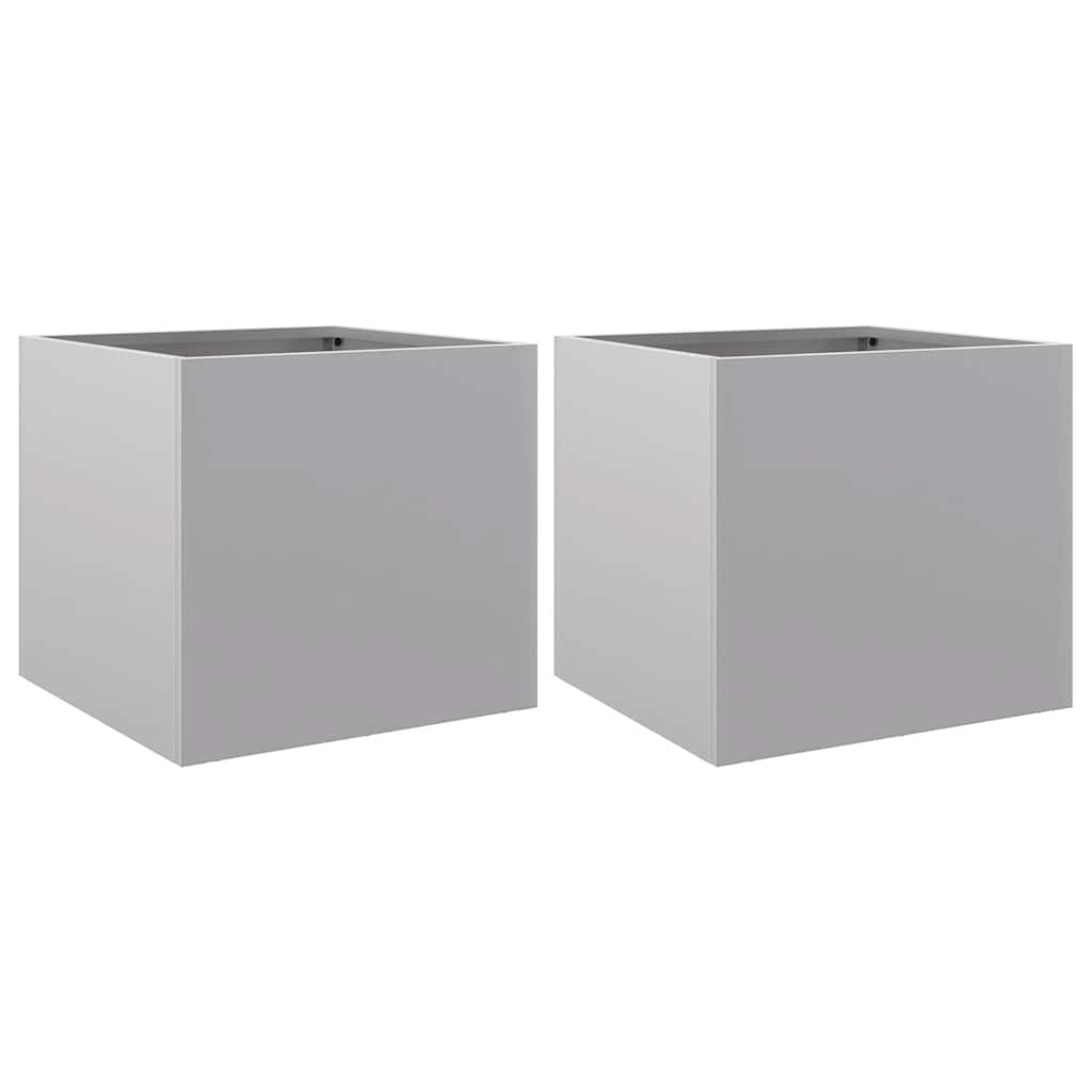 Vidaxl plantenbakken 2 st 32x30x29 cm gegalvaniseerd staal zilverkleur