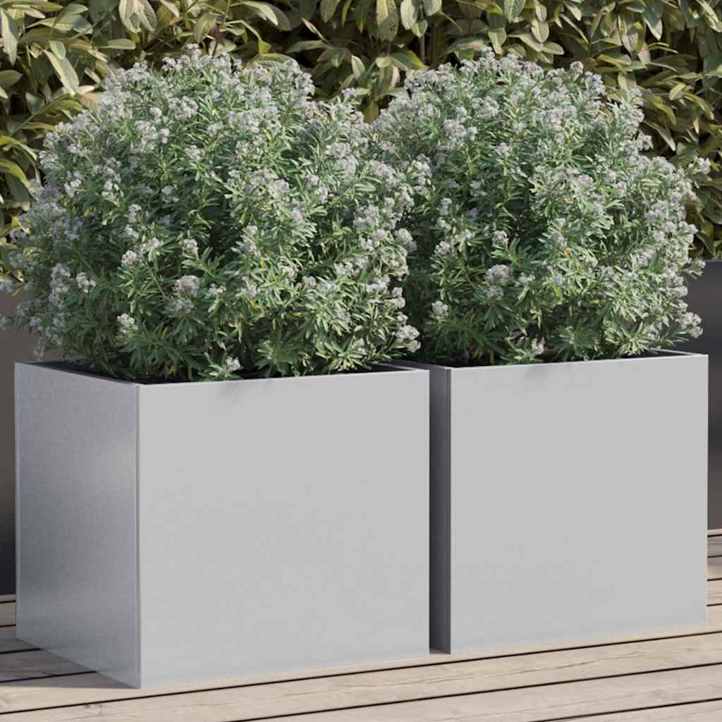 Vidaxl plantenbakken 2 st 32x30x29 cm gegalvaniseerd staal zilverkleur