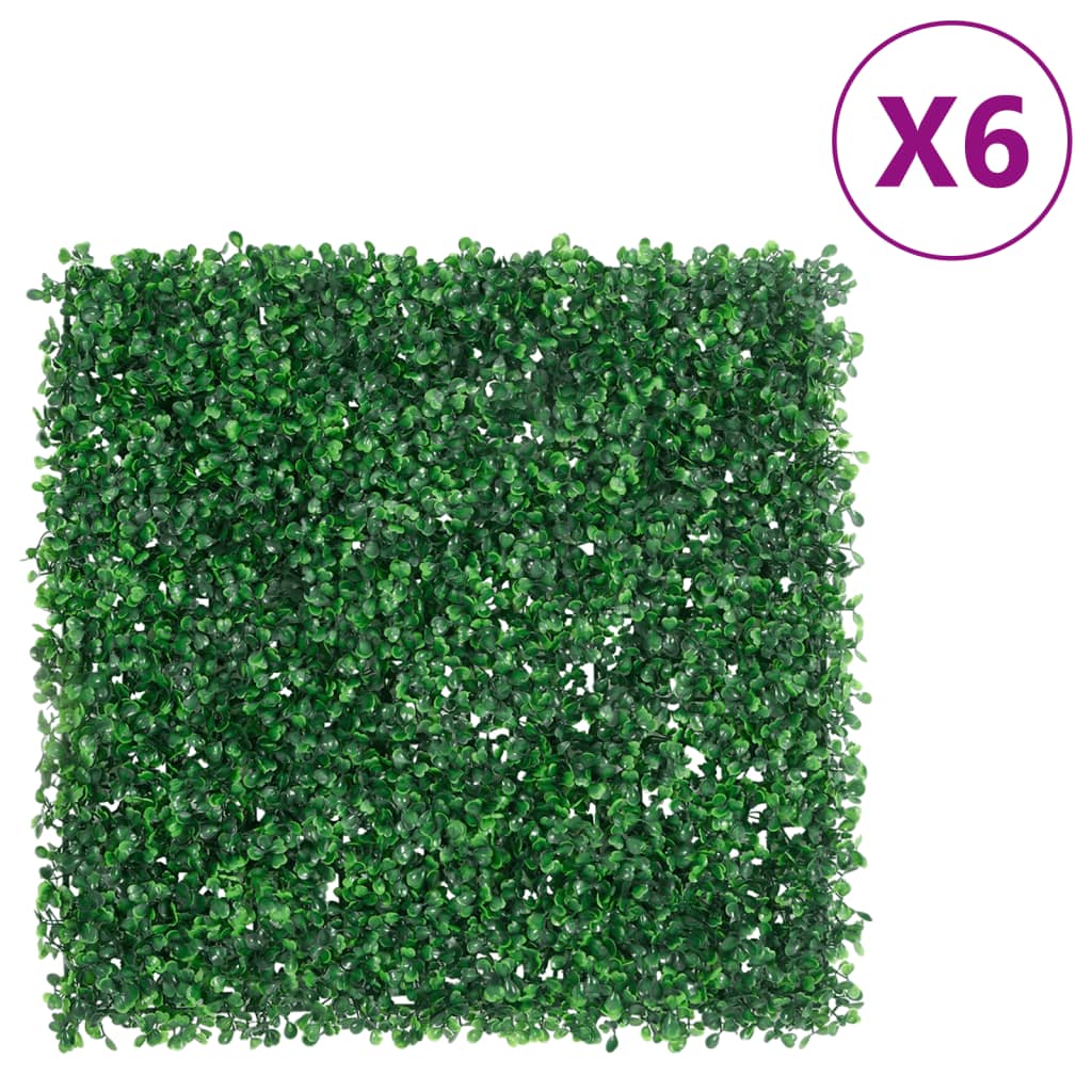 VidaXL Hek met kunstheester 6 st 50x50 cm groen