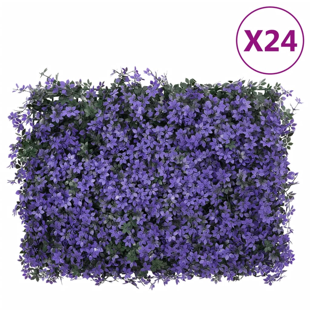 Vidaxl hek met kunstbladeren 24 st 40x60 cm paars