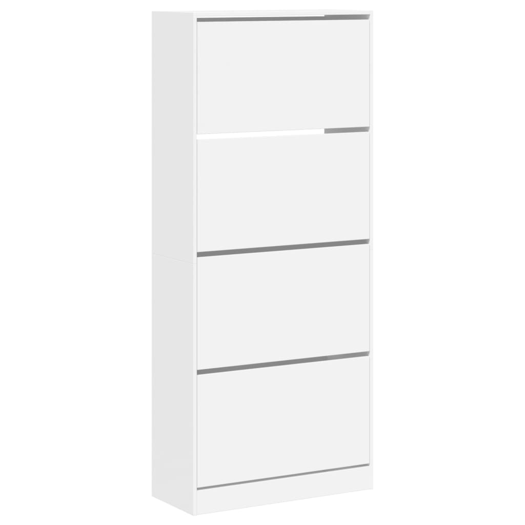 VidaXL Schoenenkast met 4 klaplades 80x34x187,5 cm wit