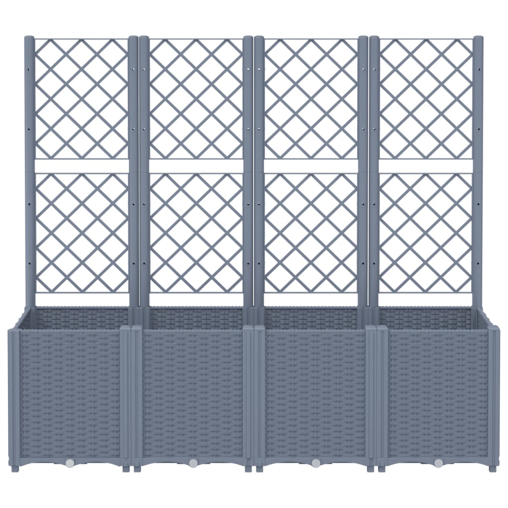 Vidaxl plantenbak met latwerk 160x40x140 cm polypropeen grijs