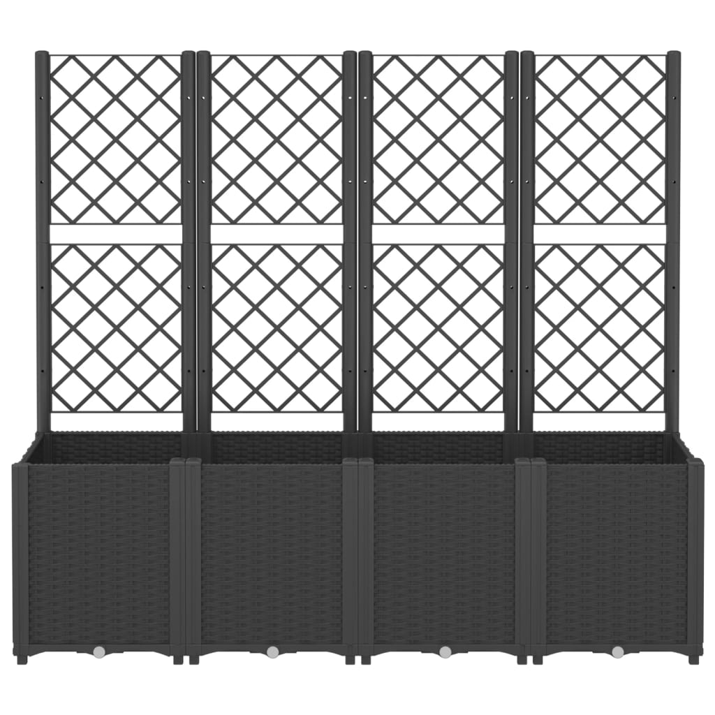 Vidaxl plantenbak met latwerk 160x40x140 cm polypropeen zwart