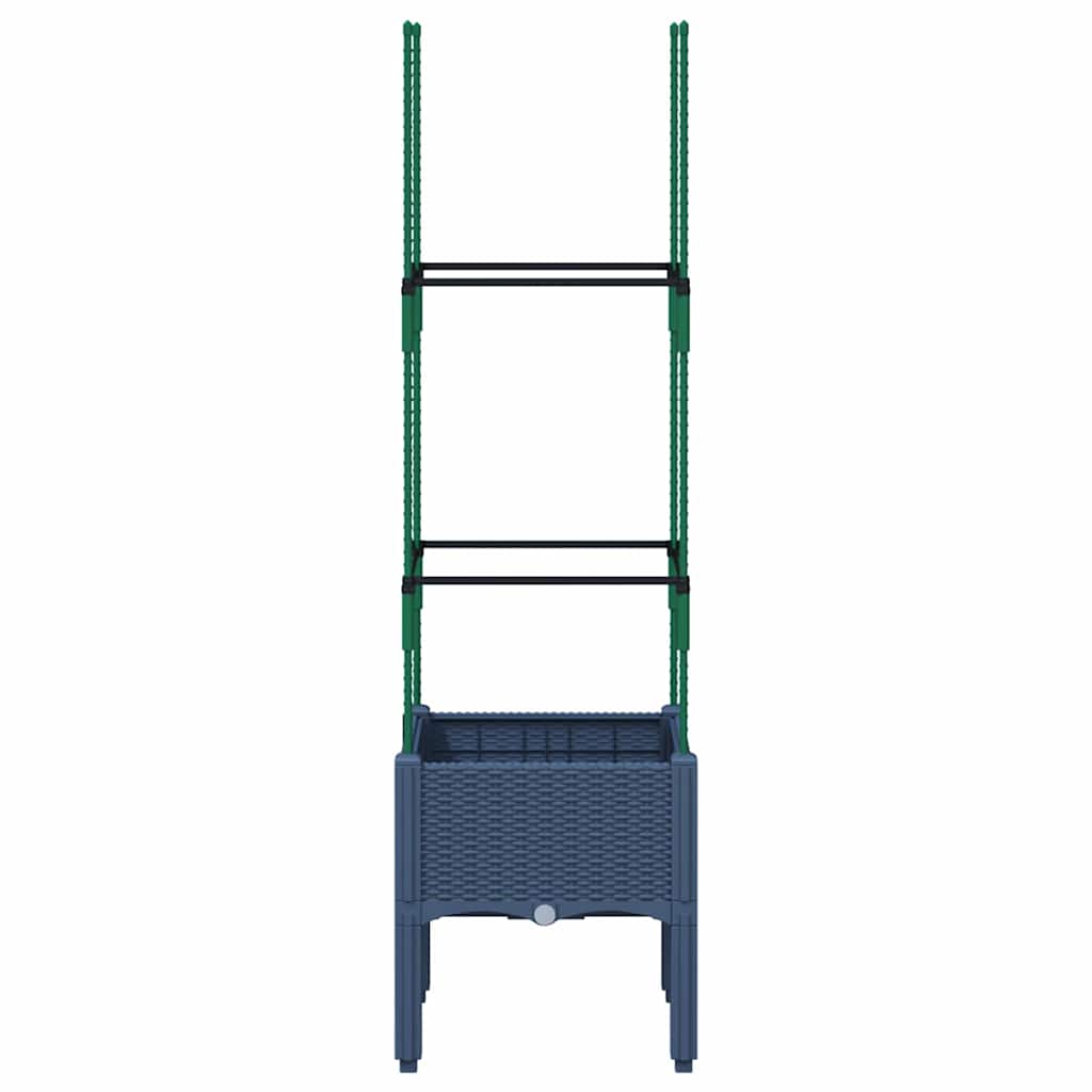 Vidaxl plantenbak met latwerk 40x40x142,5 cm polypropeen blauwgrijs