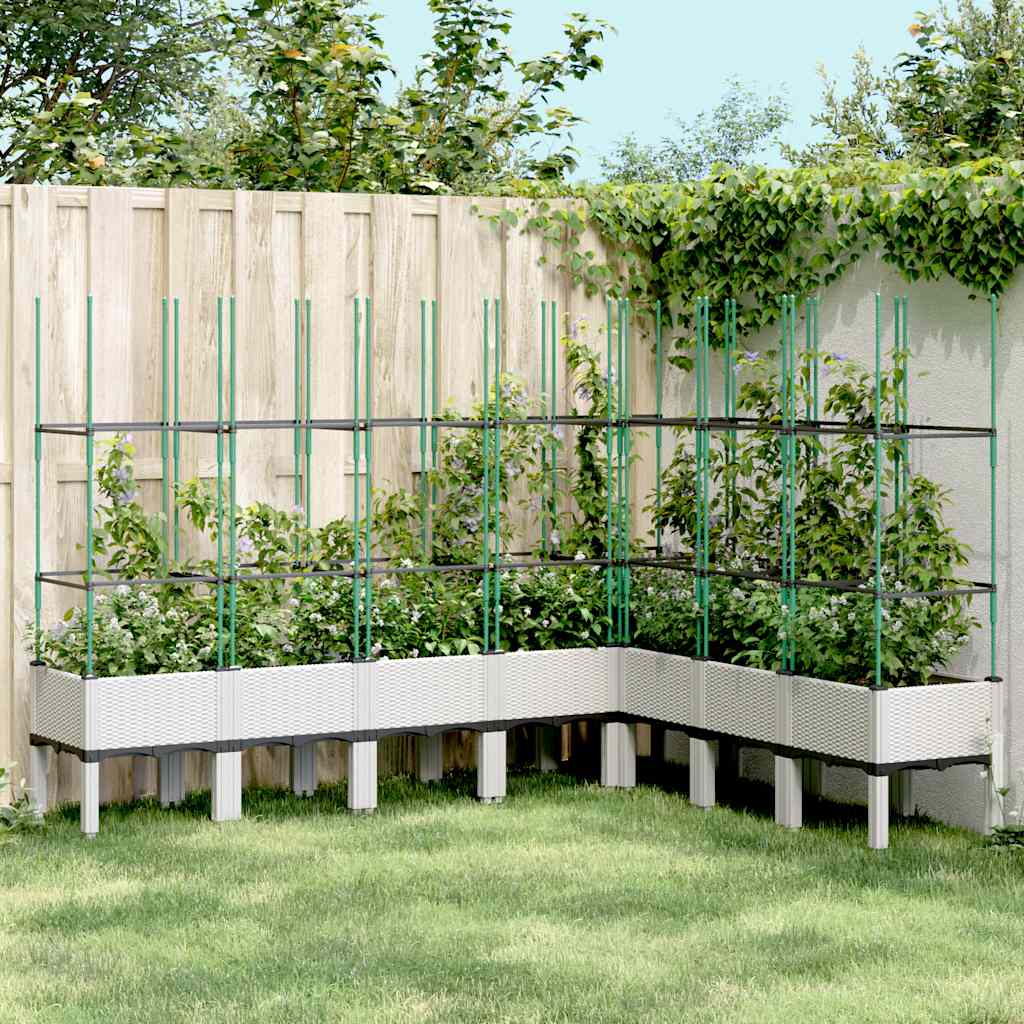 Vidaxl plantenbak met latwerk 200x160x142,5 cm polypropeen wit