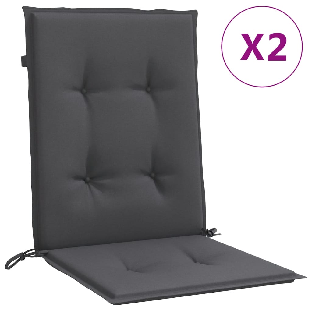 Vidaxl stoelkussens 2 st lage rug 100x50x4 cm stof gemêleerd antraciet