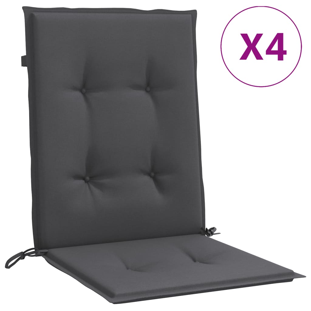 Vidaxl stoelkussens 4 st lage rug 100x50x4 cm stof gemêleerd antraciet