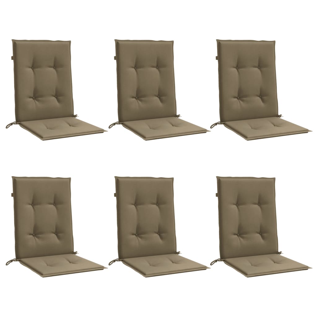 Vidaxl stoelkussens 6 st lage rug 100x50x4 cm stof gemêleerd taupe