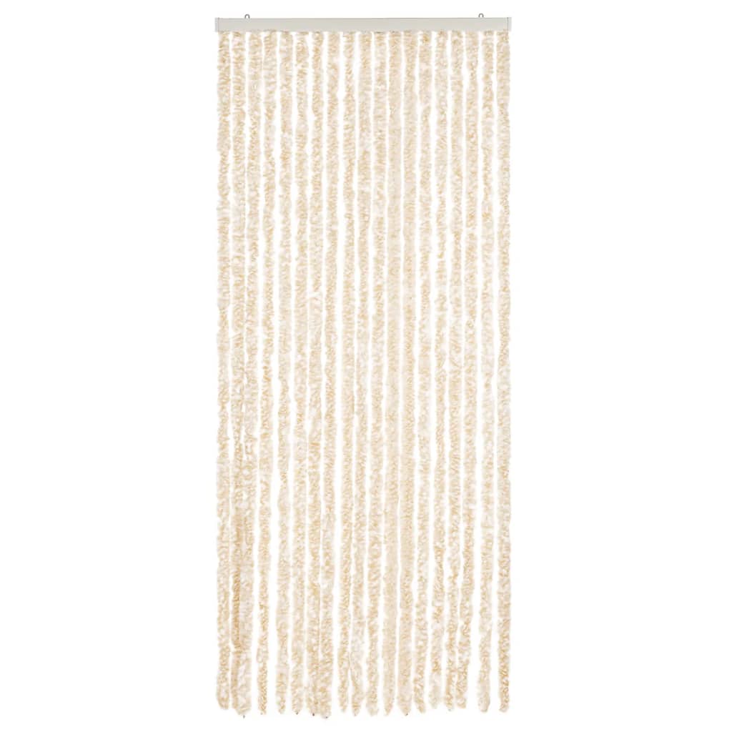 Vidaxl vliegengordijn 56x200 cm chenille beige en wit