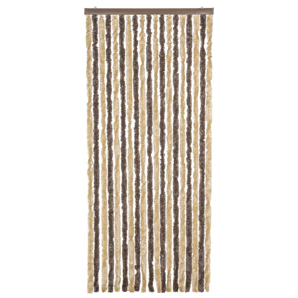 Vidaxl vliegengordijn 56x200 cm chenille donkerbruin en beige