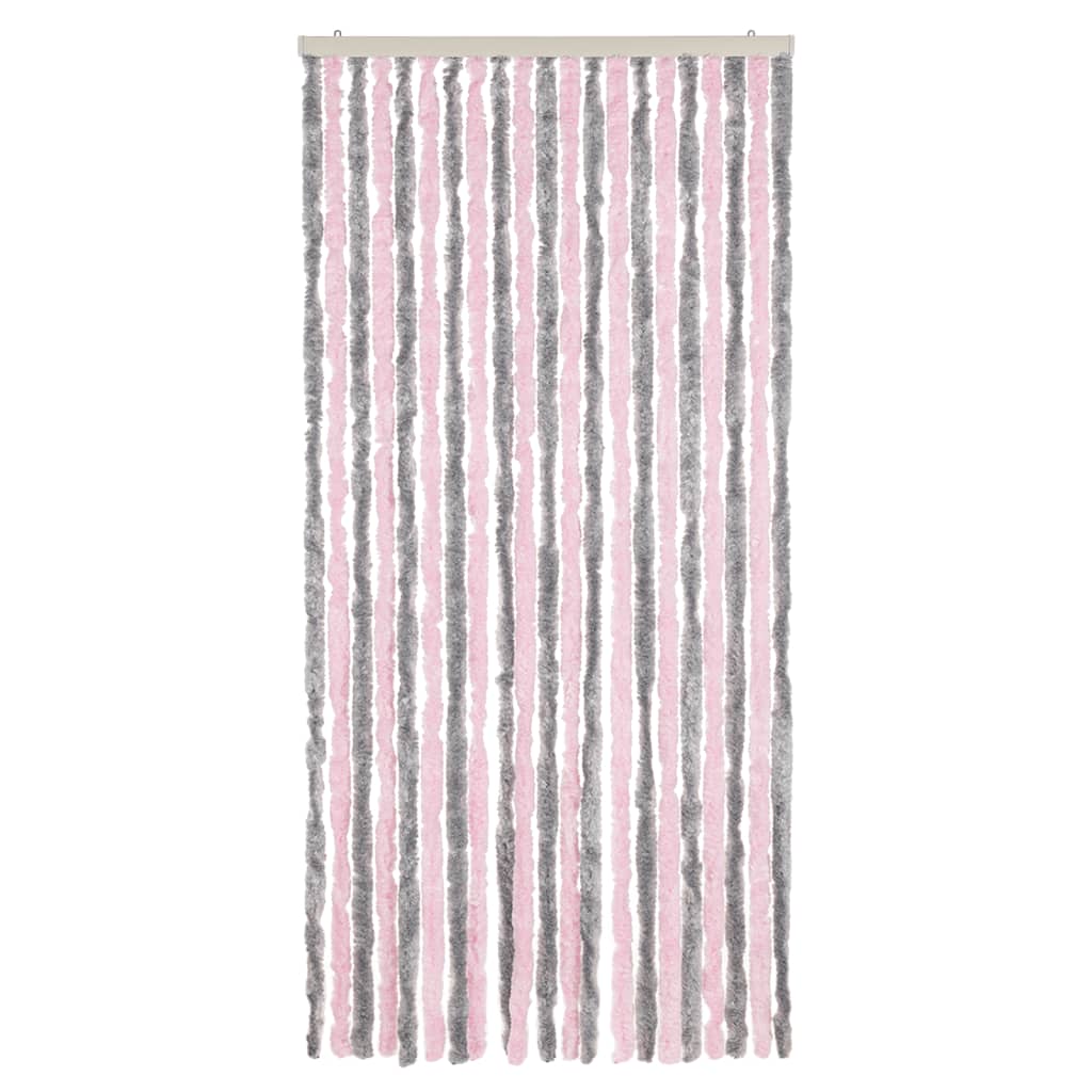 Vidaxl vliegengordijn 90x220 cm chenille zilvergrijs en roze