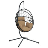 VidaXL Hangstoel met standaard rotan en staal taupe