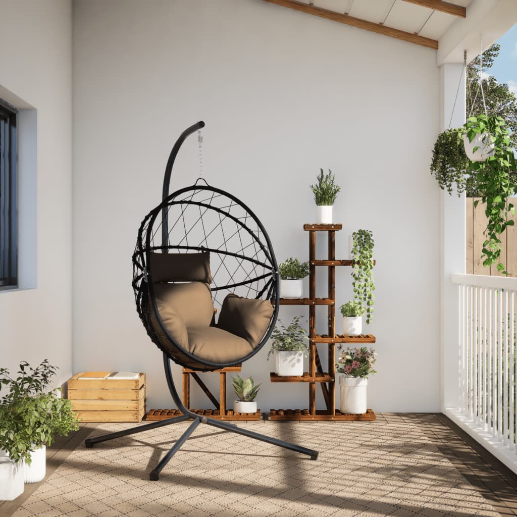 VidaXL Hangstoel met standaard rotan en staal taupe