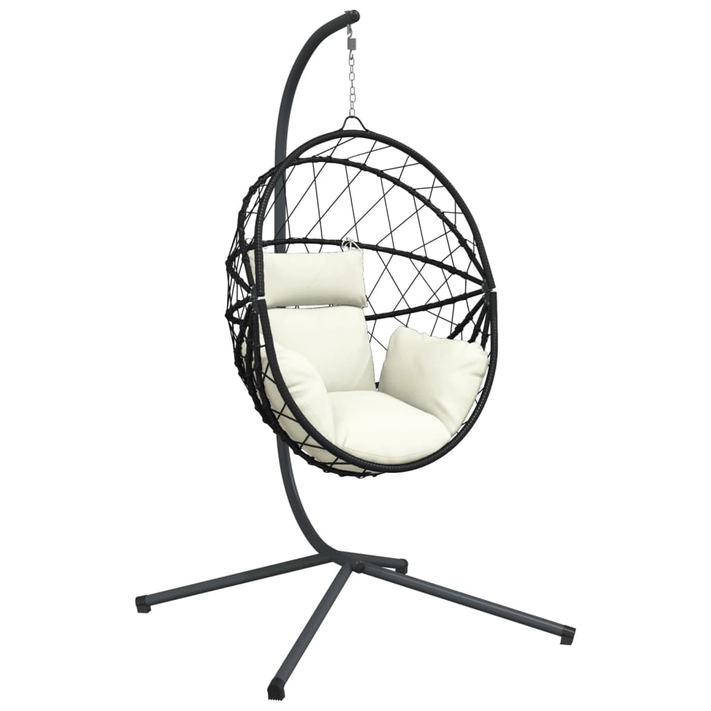 Vidaxl hangstoel met standaard rotan en staal beige