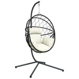 Vidaxl hangstoel met standaard rotan en staal beige