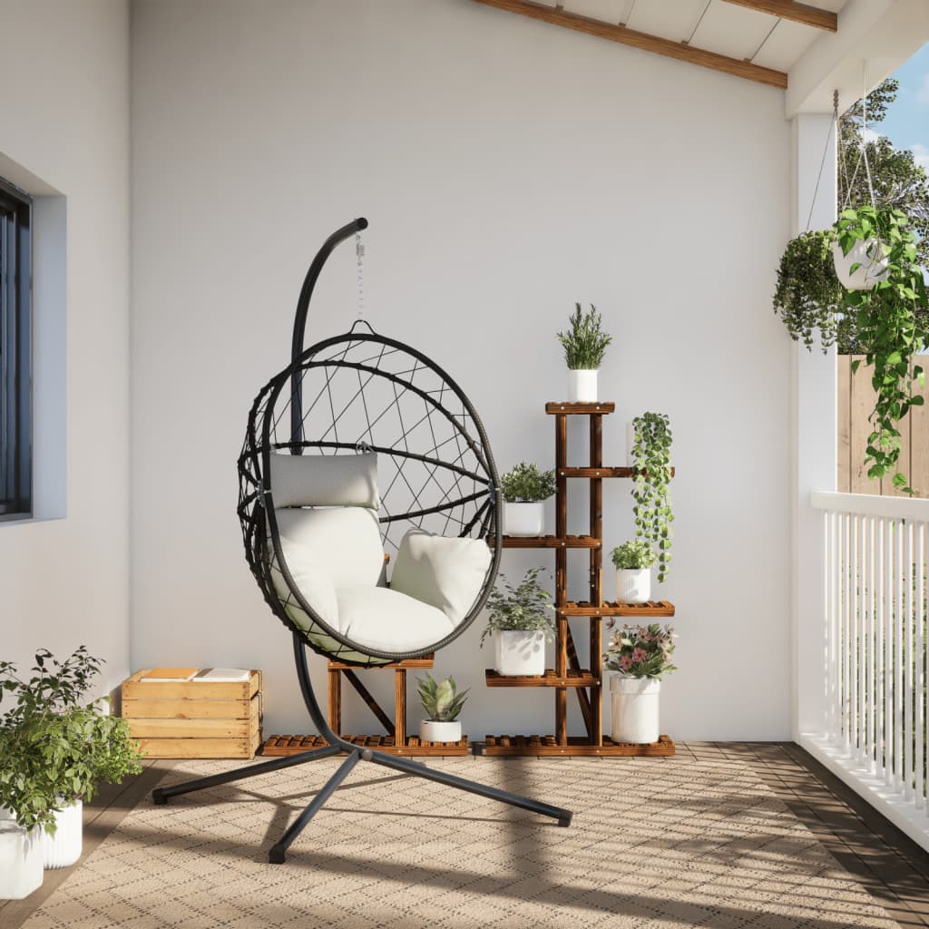 Vidaxl hangstoel met standaard rotan en staal beige