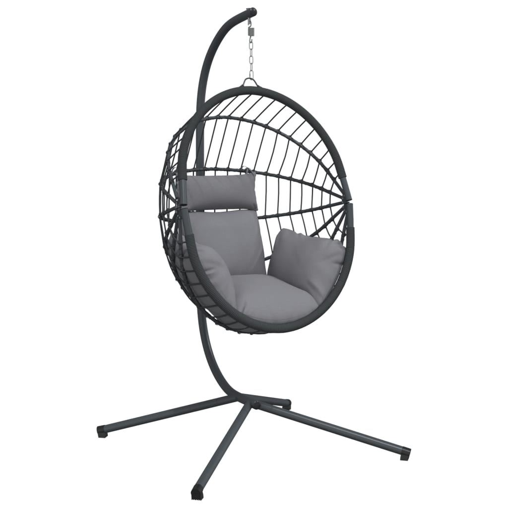 Vidaxl hangstoel met standaard rotan en staal grijs