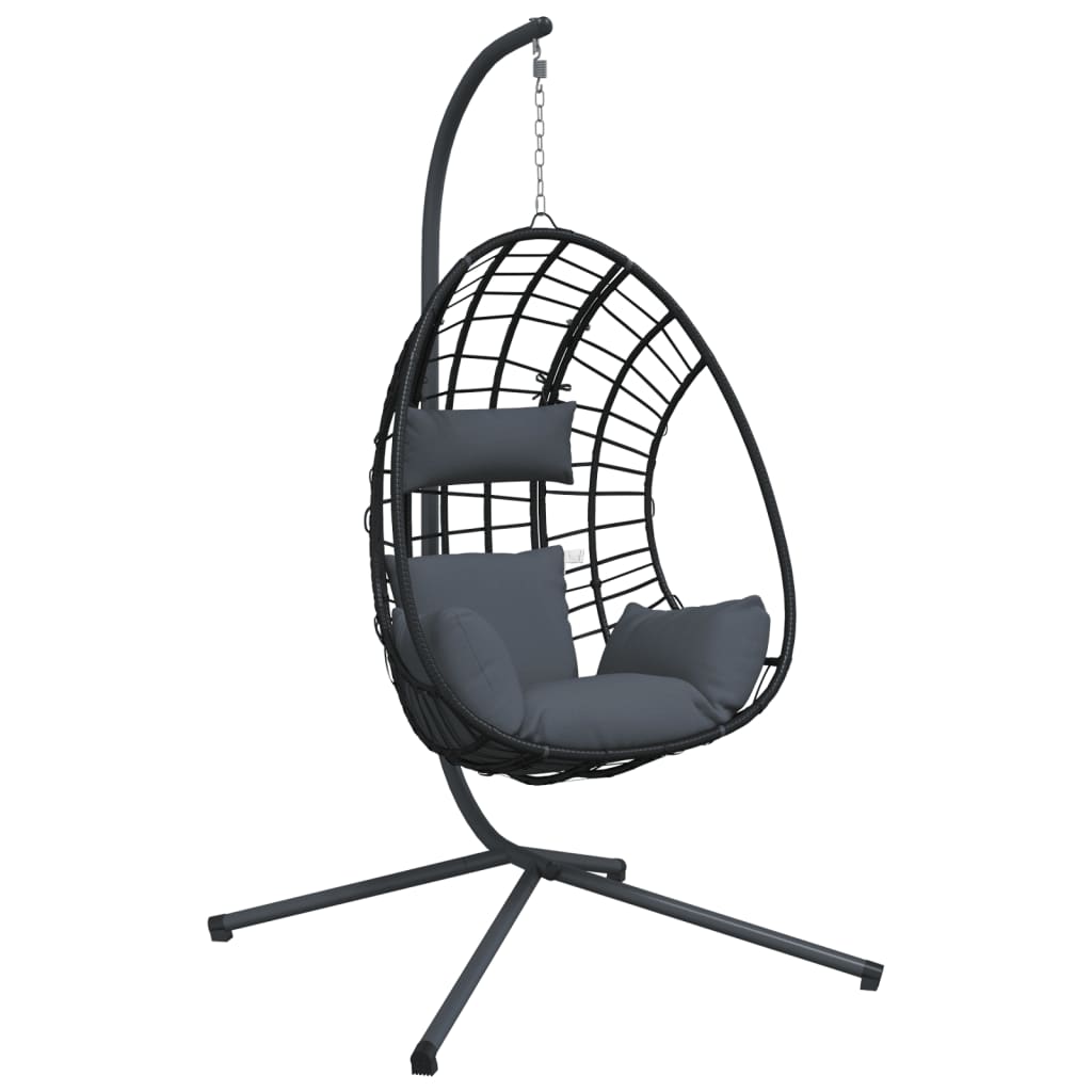 Vidaxl hangstoel met standaard rotan en staal antracietkleurig