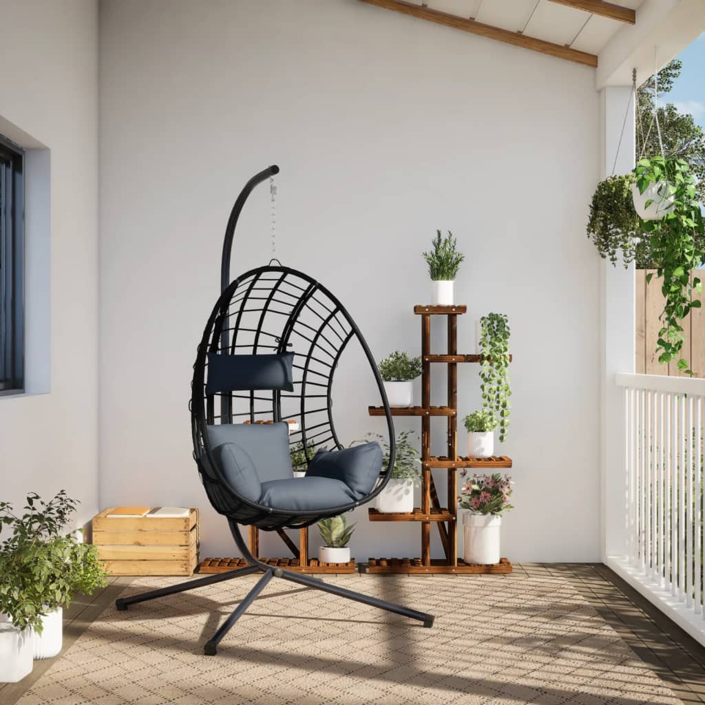 Vidaxl hangstoel met standaard rotan en staal antracietkleurig