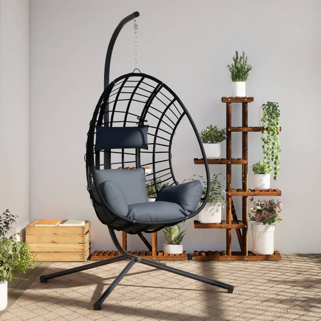 Vidaxl hangstoel met standaard rotan en staal antracietkleurig