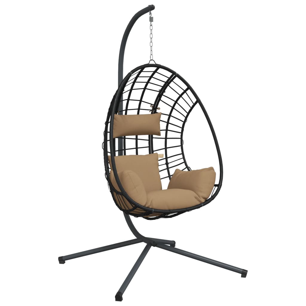 Vidaxl hangstoel met standaard rotan en staal taupe