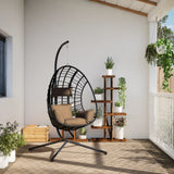 Vidaxl hangstoel met standaard rotan en staal taupe